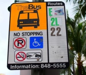 ハナウマ湾へ行く22番ザ・バスのバス停を撮影した写真