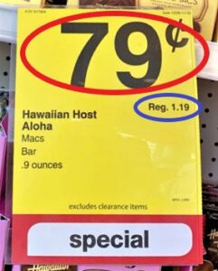 ハワイのスーパーロングスドラッグスの値札の割引を説明するための画像