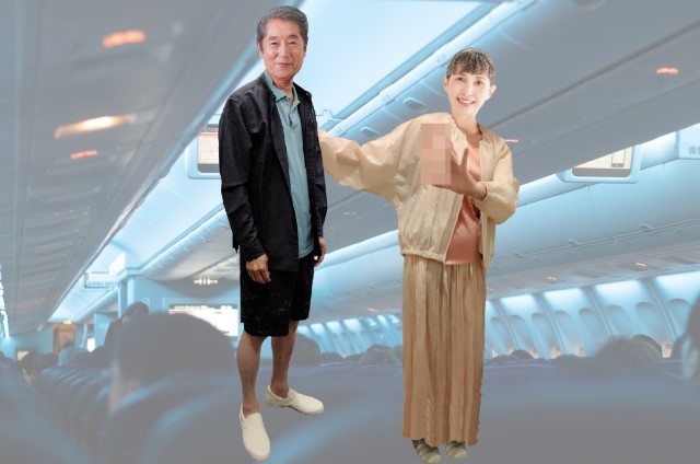 60代のシニア夫婦がハワイ旅行に行く時、飛行機の中での服装のユニクロ・コーディネート例②