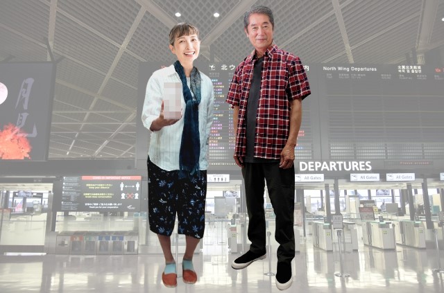 60代のシニア夫婦がハワイ旅行に行く時、家から空港までの服装のユニクロ・コーディネート例②