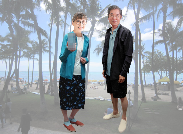 60代のシニア夫婦がハワイ旅行に行く時、観光・街歩きで現地ハワイで浮かない服装のユニクロ・コーディネート例②