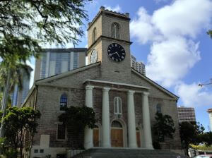 オアフ島最古のキリスト教教会「カワイアハオ教会」の写真